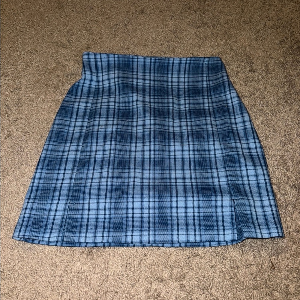 Brandy Melville Blue Plaid Mini Skirt Small